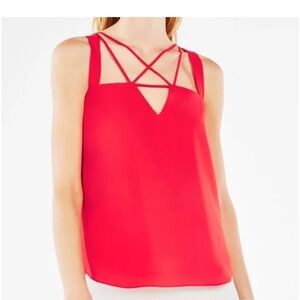 BCBGMaxAzria Orange Pink Cut Out Tank Top